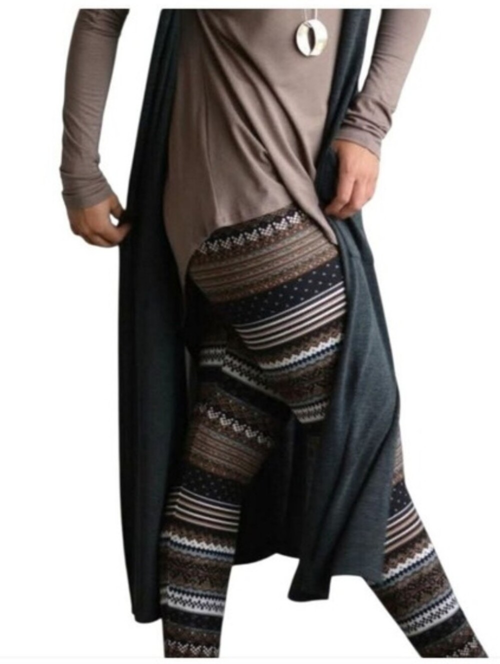 LEGGINGS DEPOT Fair Isle Brown Leggings Extra Plus Size 18 NWT